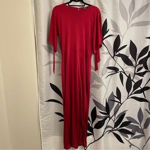 Express Size M holiday formal dress tie sleeve high slit